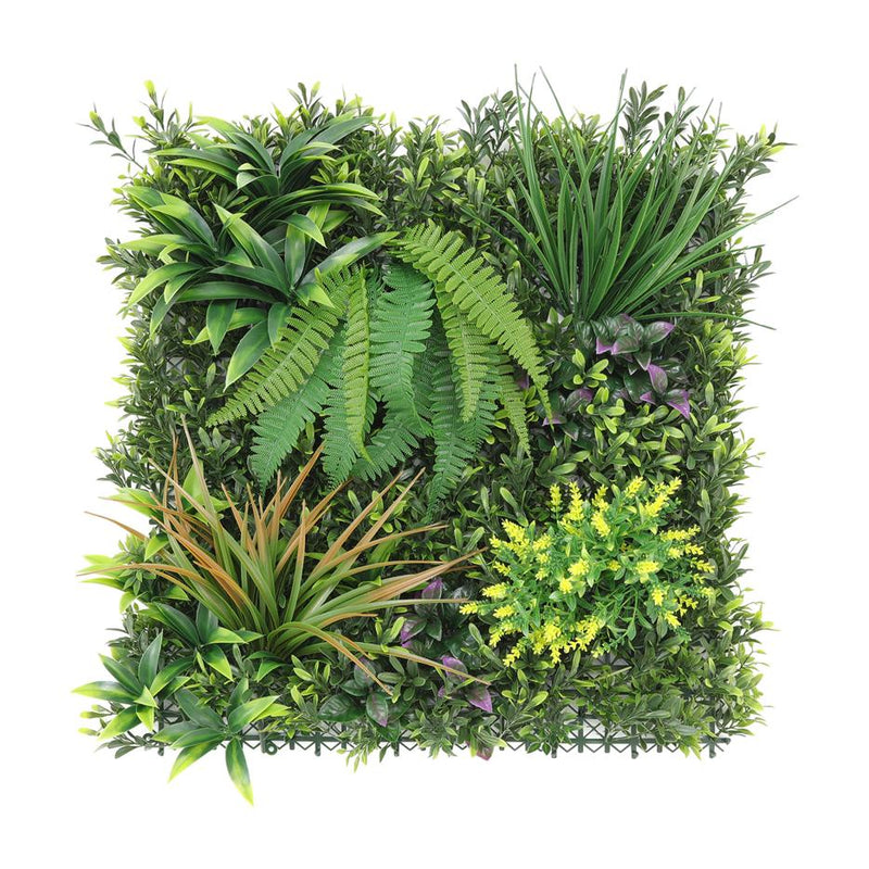Artificial plant vertical garden panels- Green plants wall Mat Yellow flower + Fern Mix 50 x 50cm