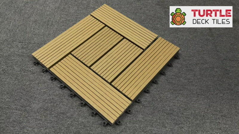 WPC Wooden/ Plastic Composite DIY Interlock Decking Floor Tiles Slabs, New Composite Material Size - 30 x 30 x 2.2cm - Wood colour