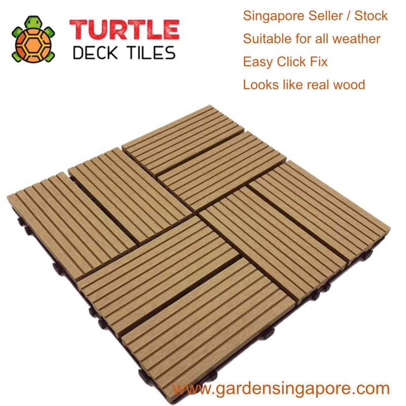 WPC Wooden/ Plastic Composite DIY Interlock Decking Floor Tiles Slabs, New Composite Material Size - 30 x 30 x 2.2cm - Wood colour