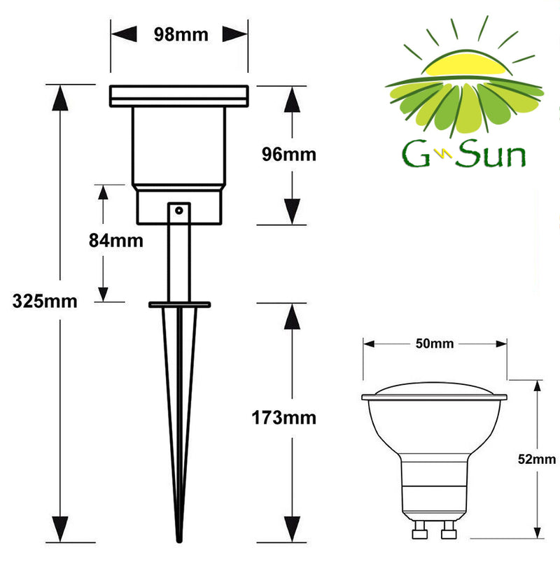 Garden Spike light - LED GU10 3W warm white Bulb and spike