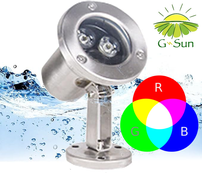G-SUN Under Water LED Light - Stainless Steel - 3W - RGB Multicolour