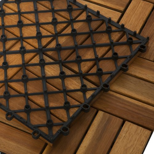 Acacia hardwood Floor decking, outdoor, interlocking Garden floor deck tiles, size 300x300x24mm, Golden Teak colour