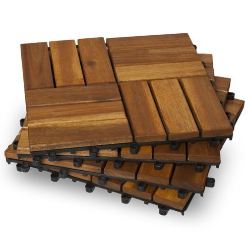 Acacia hardwood Floor decking, outdoor, interlocking Garden floor deck tiles, size 300x300x24mm, Golden Teak colour