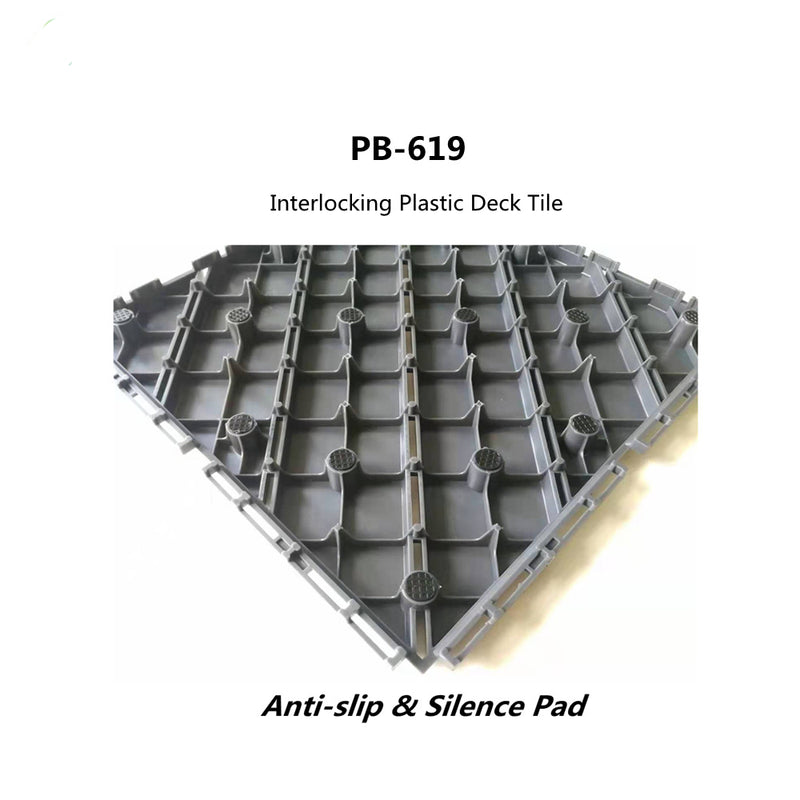 PP Deck tile (with silence pad) Interlocking Floor decking, outdoor, dark grey