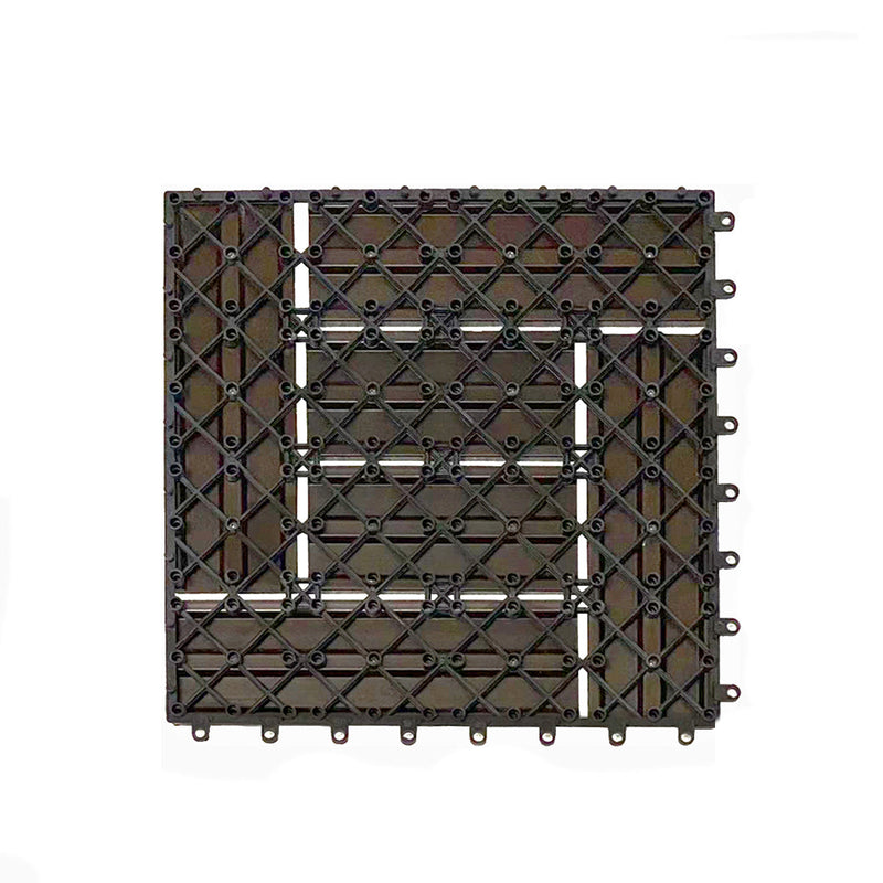 WPC Wooden/ Plastic Composite DIY Interlock Decking Floor Tiles Slabs, New Composite Material - 30 x 30 x 2.2cm - Dark Grey