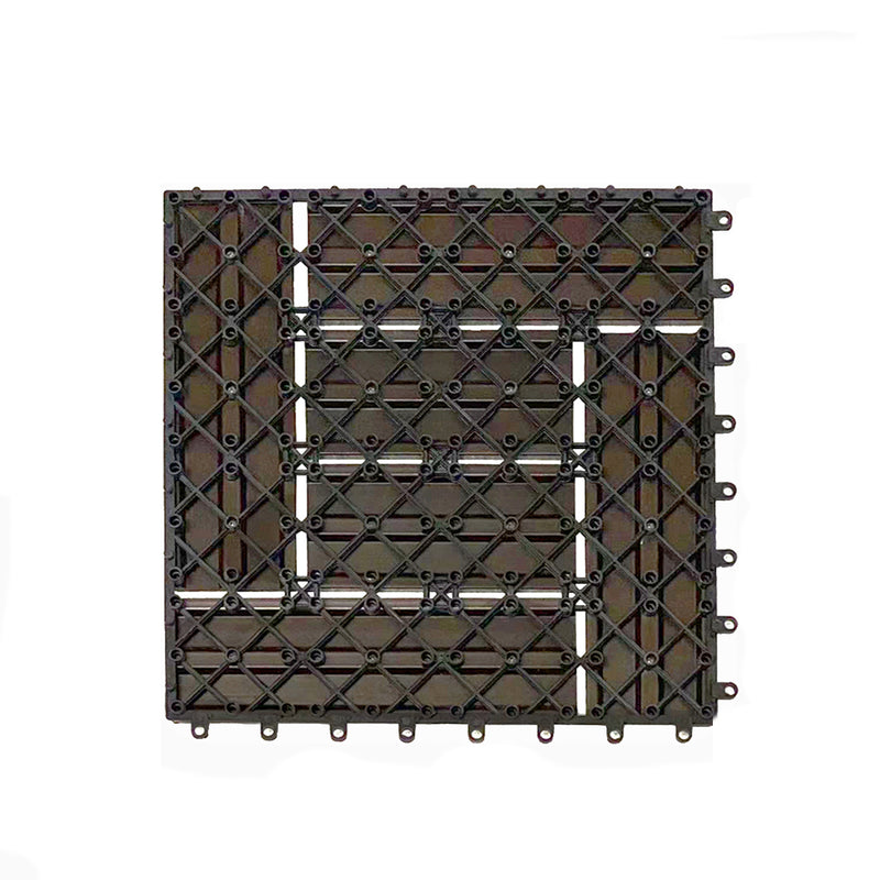 WPC Wooden/ Plastic Composite DIY Interlock Decking Floor Tiles Slabs, New Composite Material - 30 x 30 x 2.2cm - Coffee colour