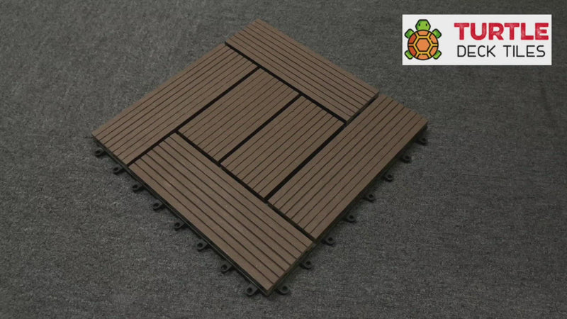 WPC Wooden/ Plastic Composite DIY Interlock Decking Floor Tiles Slabs, New Composite Material - 30 x 30 x 2.2cm - Coffee colour
