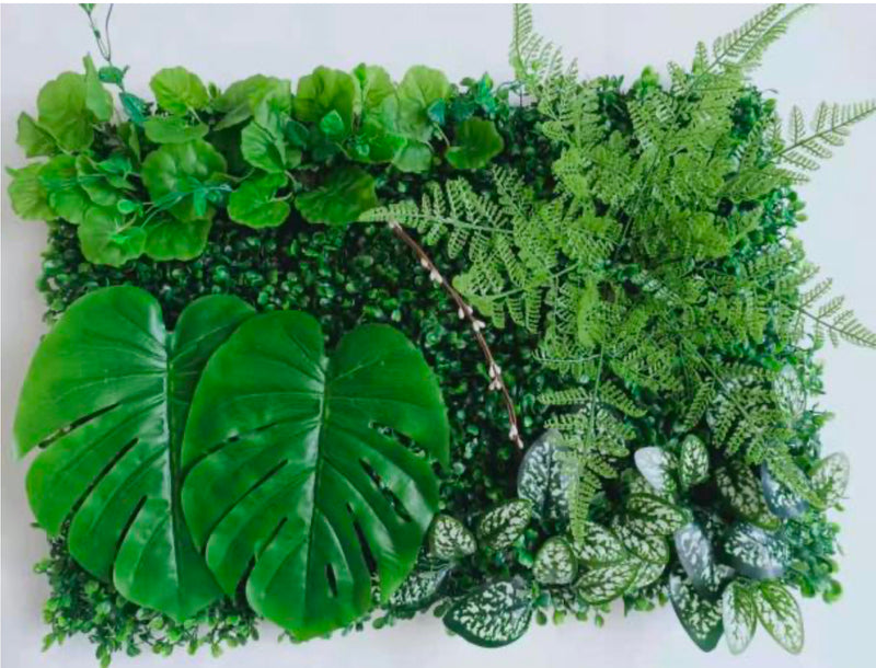 Artificial plant vertical garden panels- Green plants wall Mat (Monstera) 60 x 40cm
