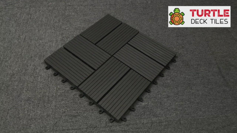 WPC Wooden/ Plastic Composite DIY Interlock Decking Floor Tiles Slabs, New Composite Material - 30 x 30 x 2.2cm - Dark Grey